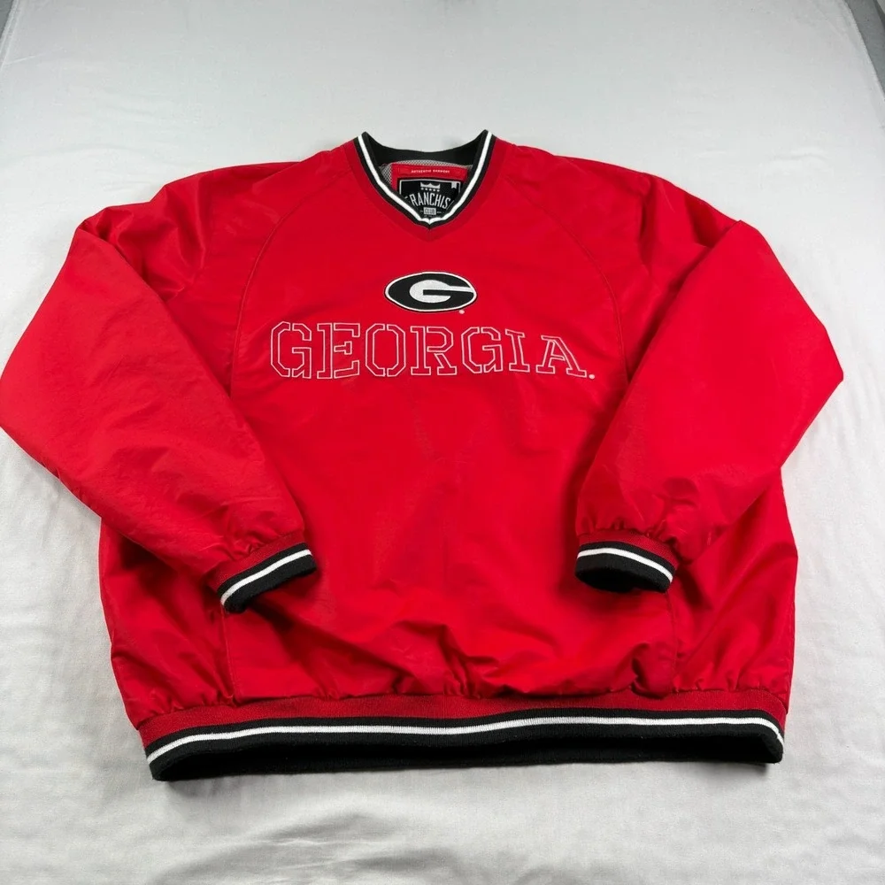 Georgia‎ Bulldogs Jacket Mens Large Red Windbreaker Pullover Embroidered NCAA